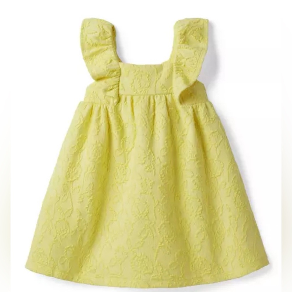 Janie and Jack Lemon Yellow Textured Floral Sundress